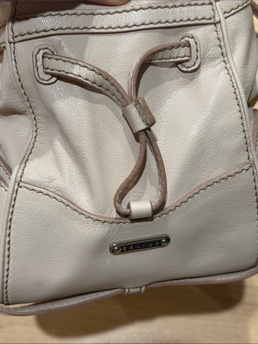 Celine 2014 2 in 1 Seashell Leather Shoulder Bag - Cream - Picture 4 of 6